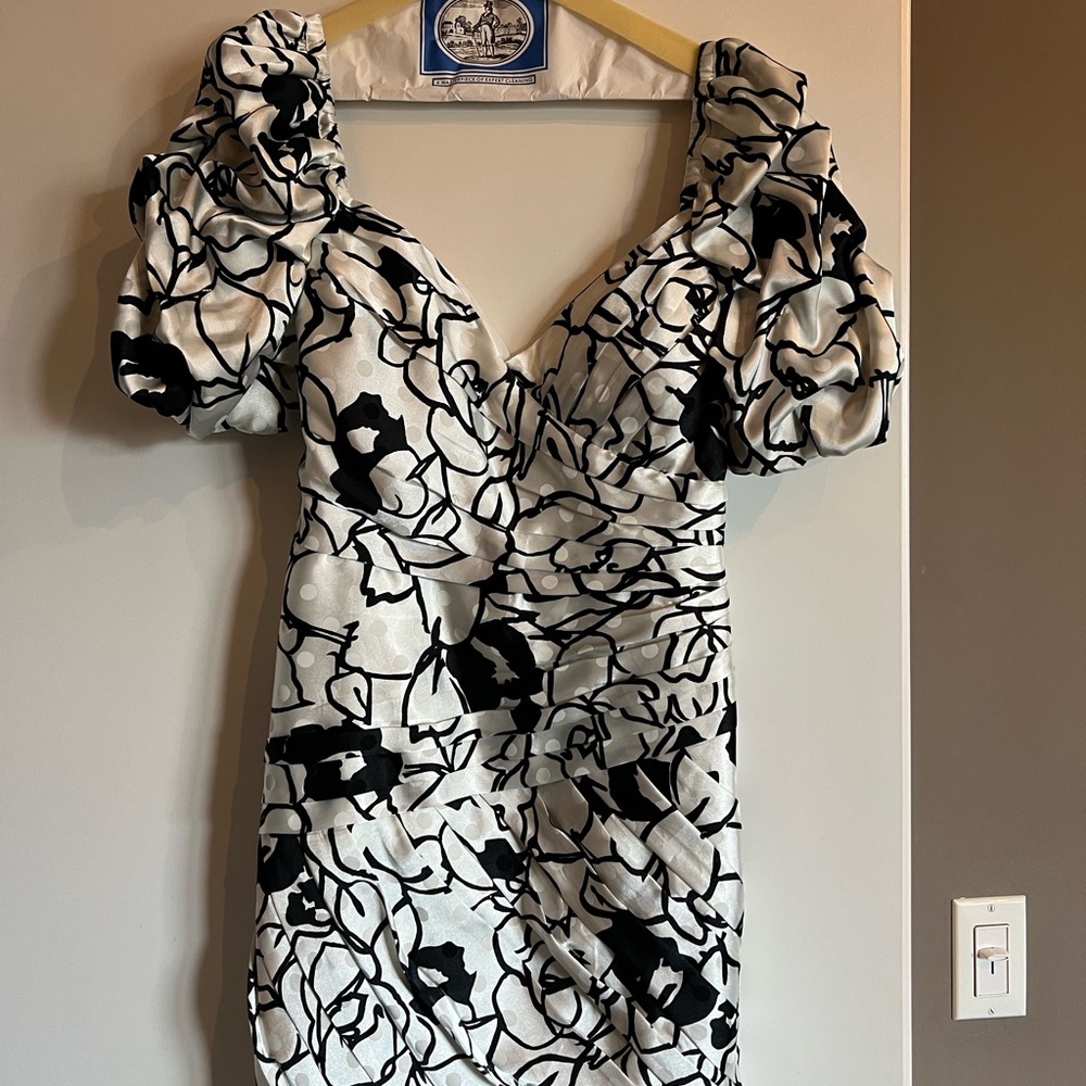 Ronny Kobo Black and White Floral Dress